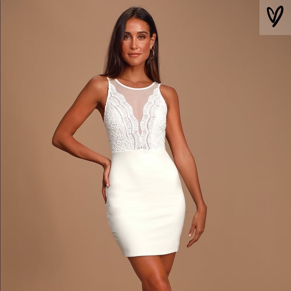 Coquina White Lace Bodycon Dress Bachelorette